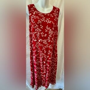 Red and Beige Floral Summer Dress